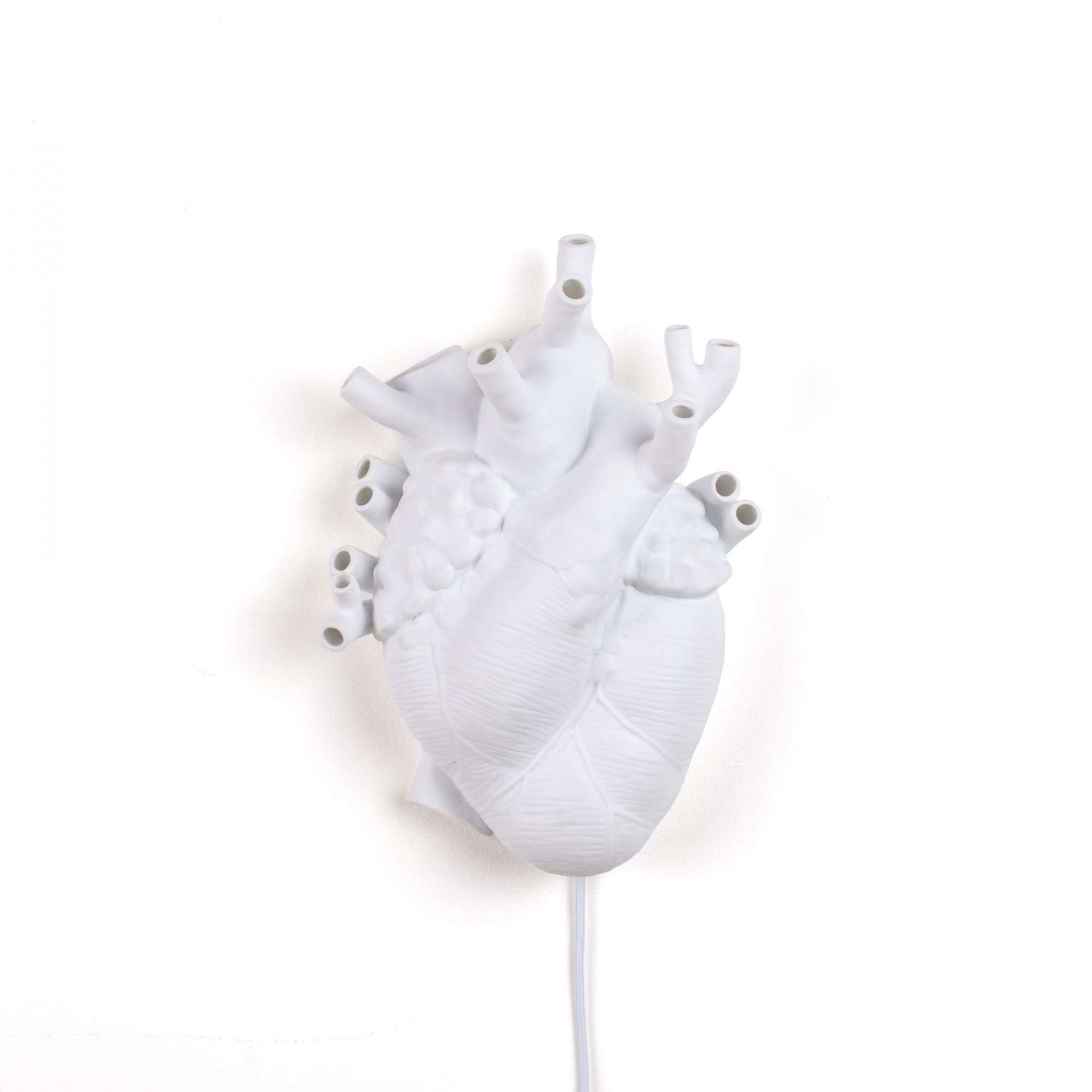 Weiße Heart Lamp Leuchte von Seletti, Herz Lampe für Wandmontage, modernes Design.