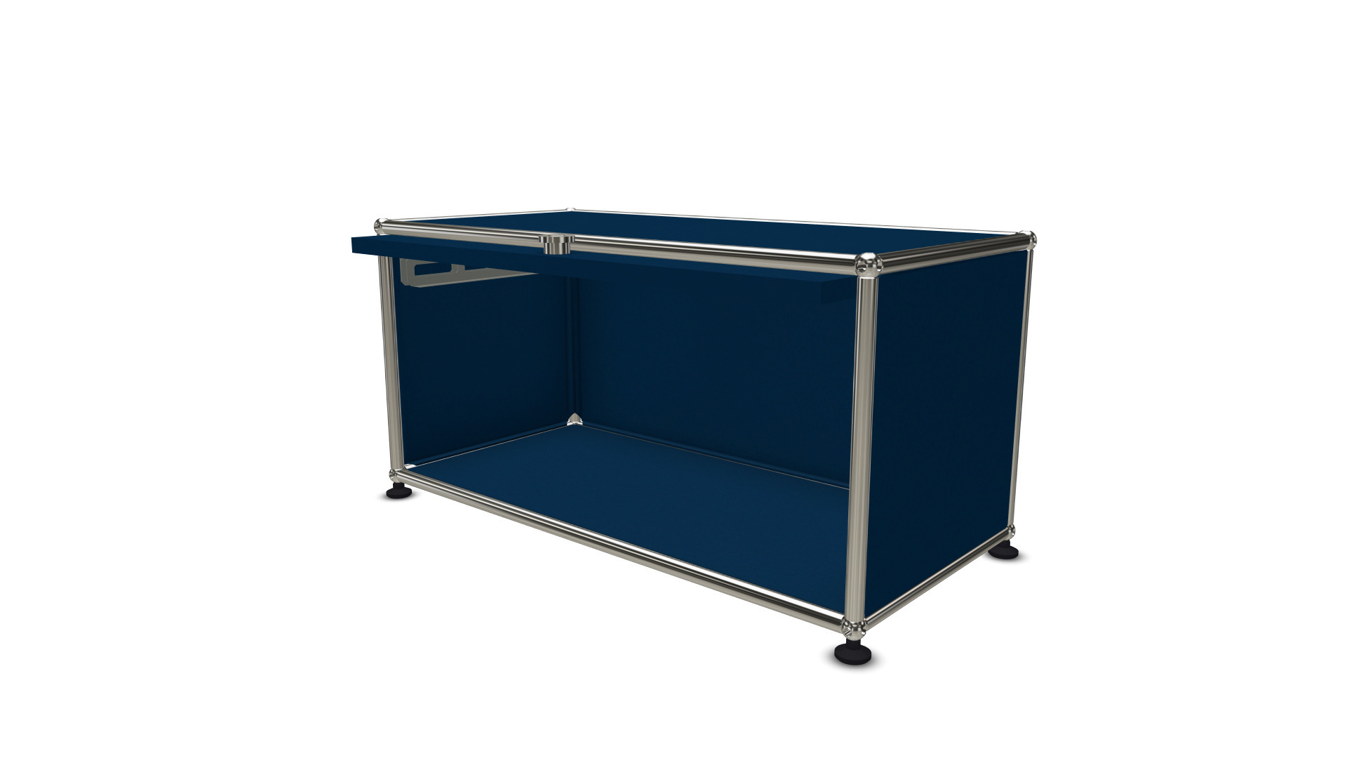 USM Haller Möbelbausystem: Stahlblaues Regal mit Einschubtür, ideal als Ersatzteil oder zur individuellen Konfiguration.