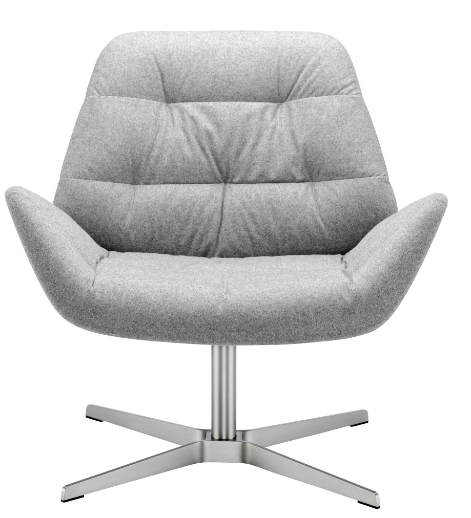Grauer 809 Lounge Sessel von Thonet mit Drehfuß und bequemer Polsterung.