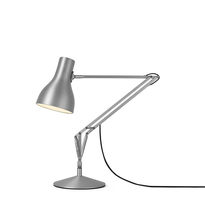 Anglepoise Type 75 Schreibtischleuchte in Silber lustre, moderne Tischlampe mit verstellbarem Arm.