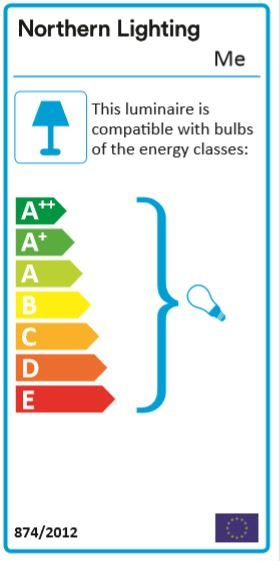 Energieeffizienzlabel der Northern Me Stehleuchte. Geeignet für Leuchtmittel der Energieklassen A++ bis E.