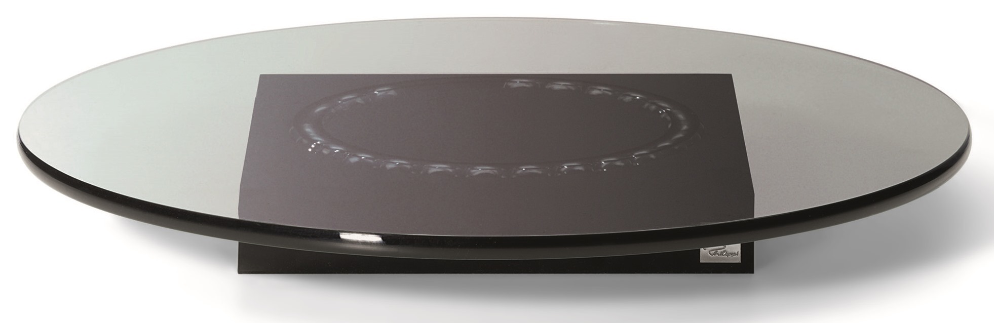 Philippi Lazy Susi Drehteller: Runder Servierteller aus Glas und Metall für Tischdekoration.