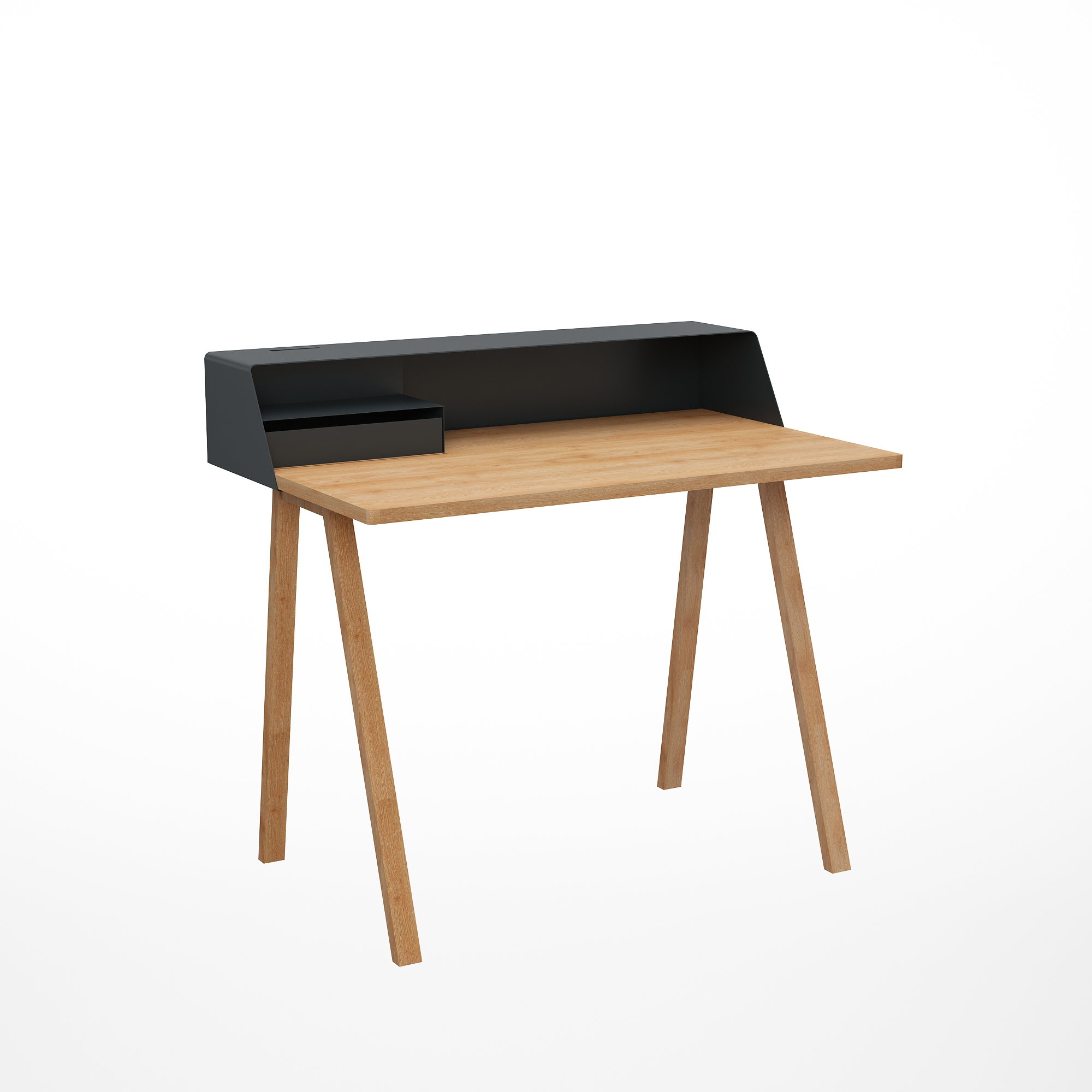 Moderner PS04 Sekretär von Müller Möbelfabrikation in Grau und Eiche, ideal für Homeoffice und Büro.