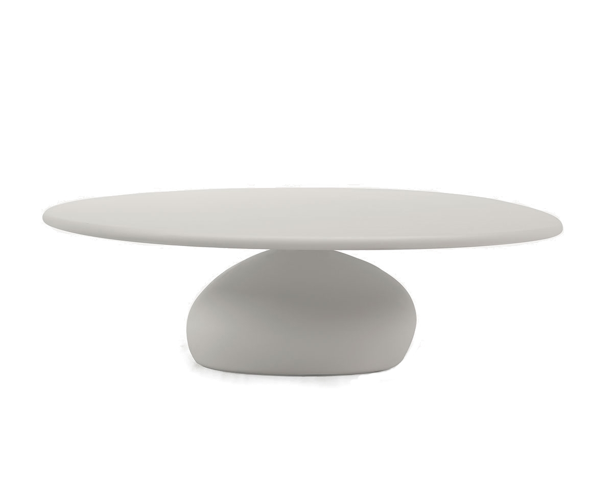 Weißer Vesper Beistelltisch von Sancal: Moderner runder Tisch mit einzigartigem, skulpturalem Design für Wohnzimmer und Wartebereiche.