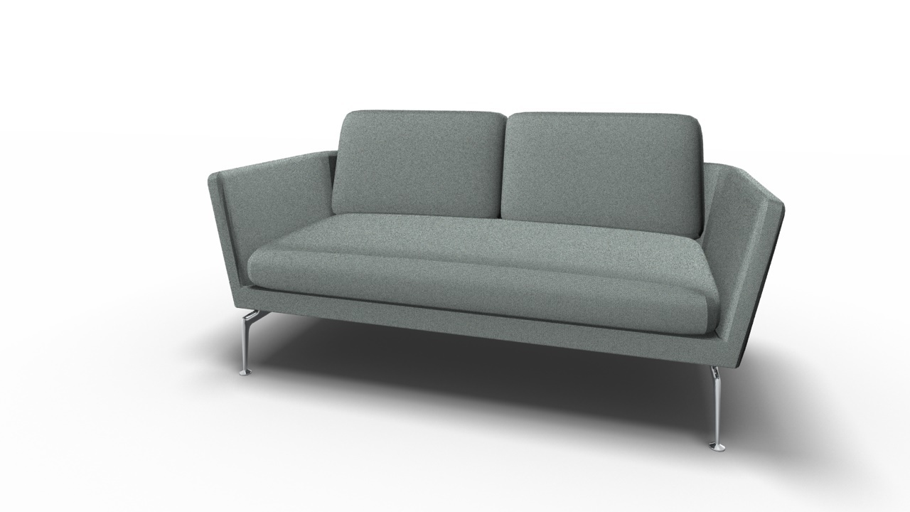 Graues Suita Sofa von Vitra, ein modernes 2-Sitzer Sofa mit Stahlbeinen.