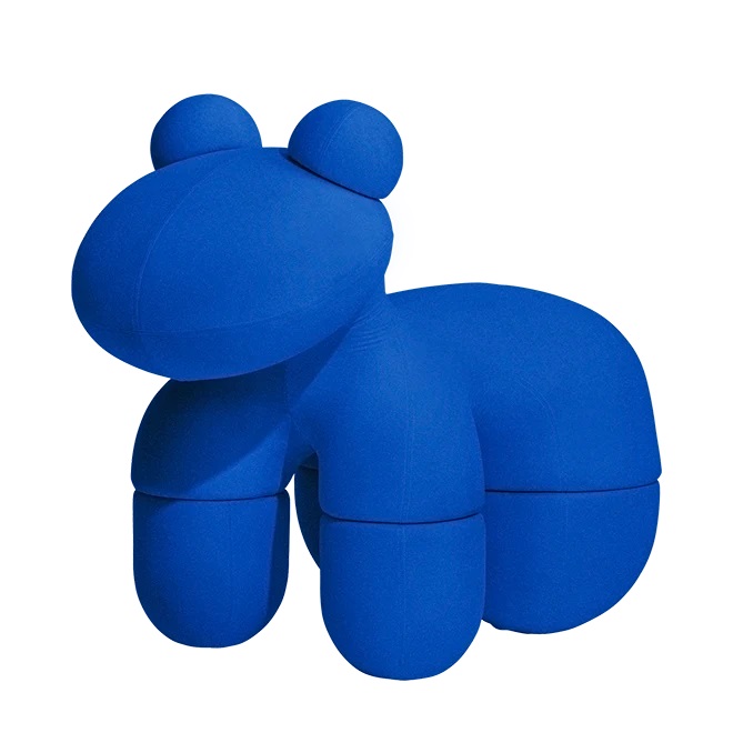 Elektrisch blauer Pony Stuhl von Eero Aarnio Originals, modernes Design Sitzmöbel für Kinder und Erwachsene.