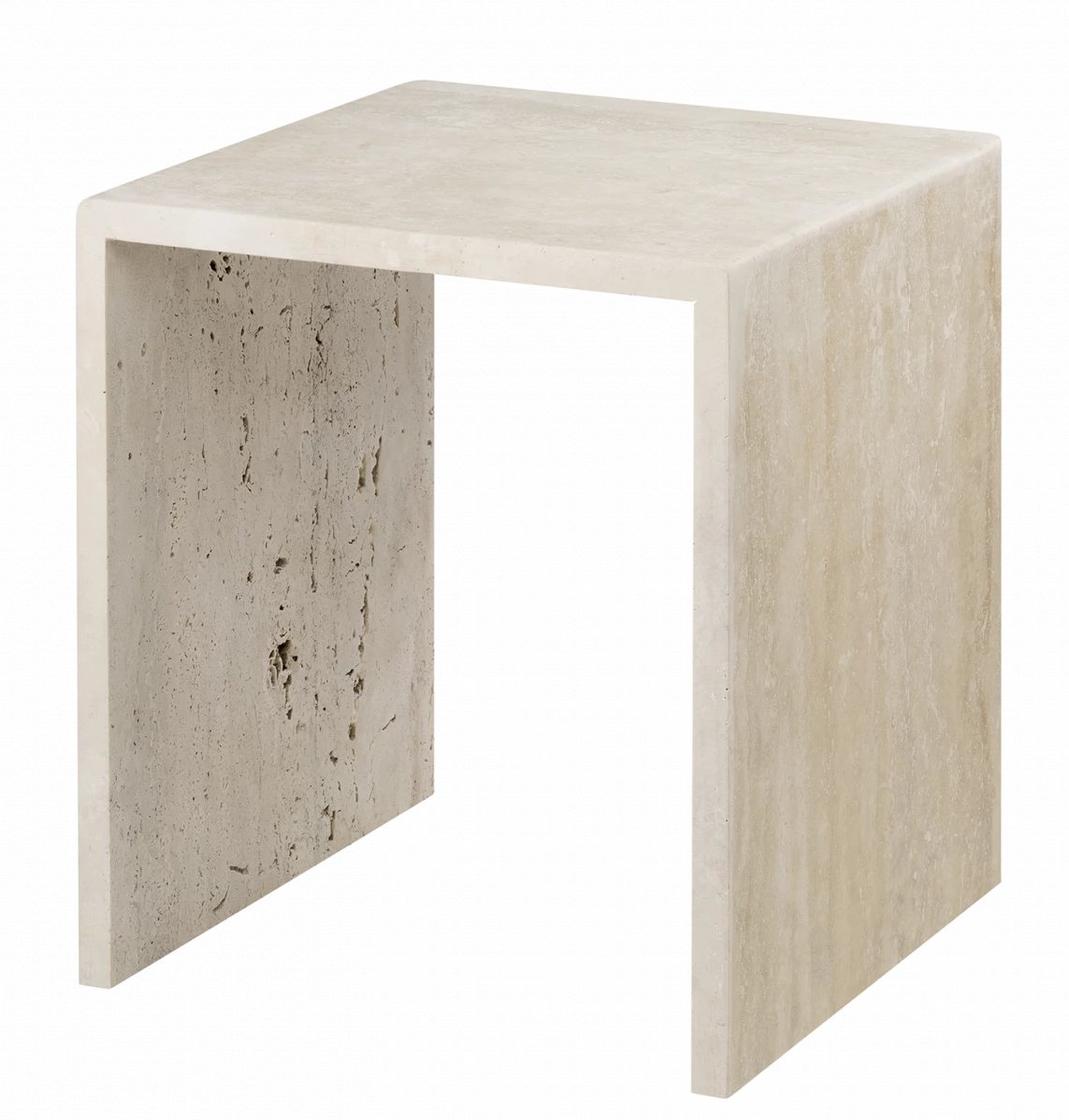 Blomus Varu Beistelltisch aus Travertin, ein moderner Akzenttisch für Wohnzimmer und Schlafzimmer, minimalistisches Design.