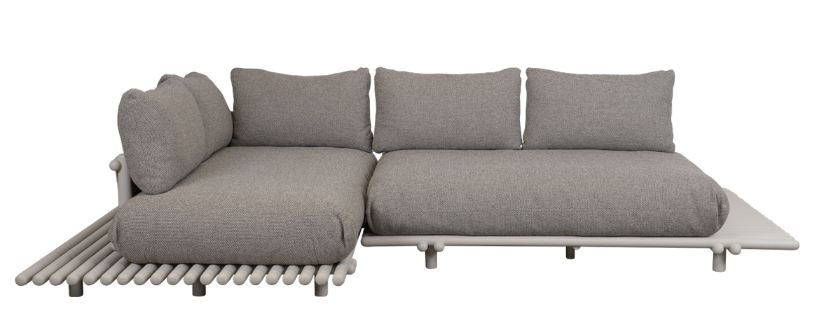 Sticks Platform Ecksofa Outdoor Cane-Line Gestell Aluminium / Kissen light brown