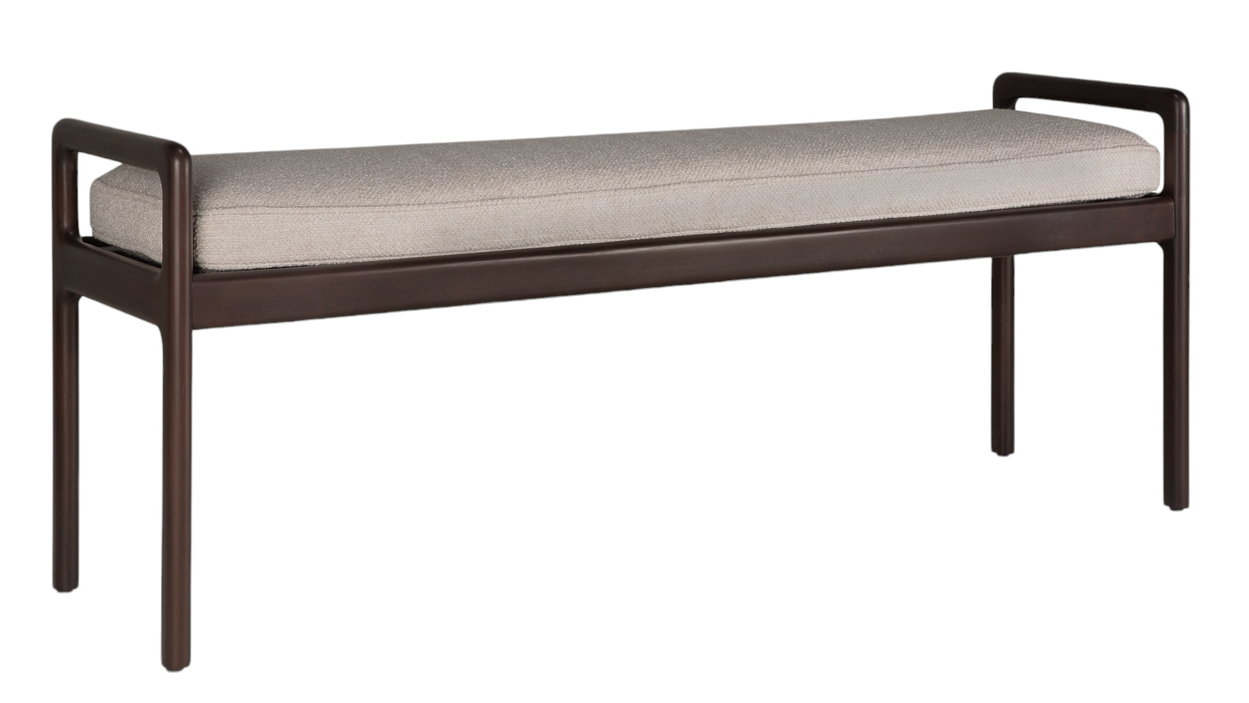 Jack Bank von Ethnicraft mit Sitzpolster in Elfenbein, moderne Holzbank für Wohnzimmer und Flur.