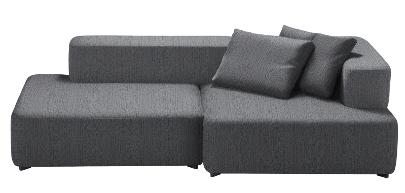 Graues Alphabet Sofa von Fritz Hansen, 2-Sitzer mit Armlehne rechts und Kissen.