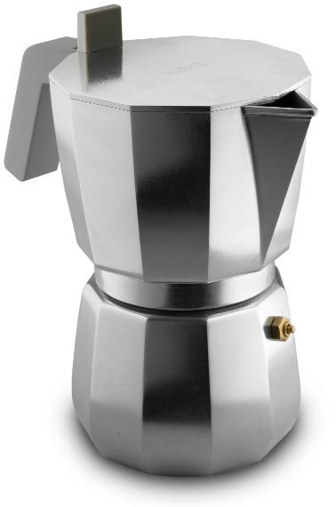 Alessi Moka Espressokocher aus Aluminium für 9 Tassen, klassische italienische Kaffeemaschine für Herd.