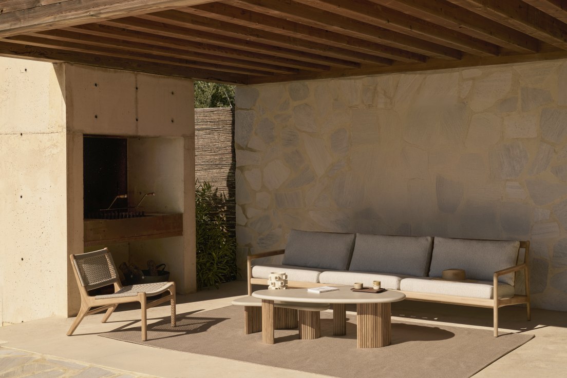 Jack Woven Outdoor Loungsessel Teak Kordel Beige Ethnicraft