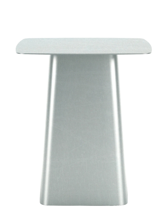 Vitra Metal Side Table, verzinkter Beistelltisch für den Outdoor-Bereich, Frontansicht.