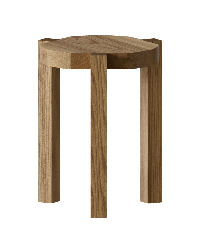 Ayo Hocker von New Tendency: Moderner, runder Hocker aus hellem Holz, minimalistisches Design.