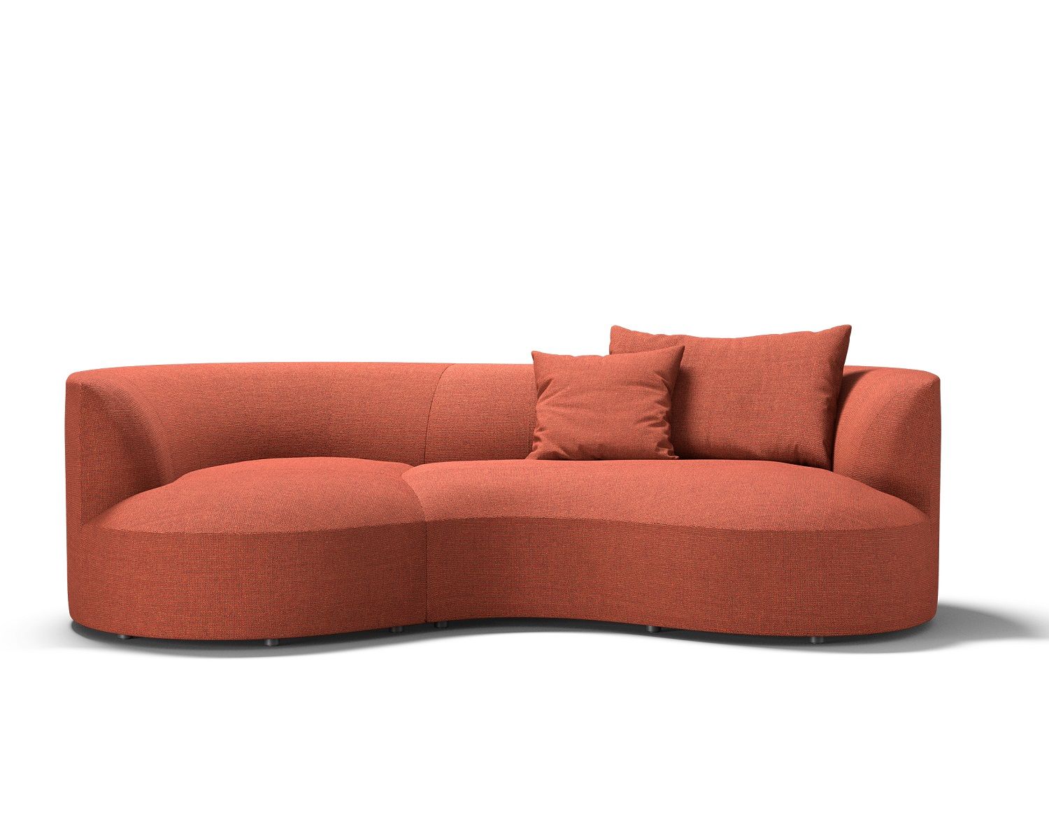 Siwa Sofa mit Liege in Koralle, modernes Ecksofa mit zwei Kissen.