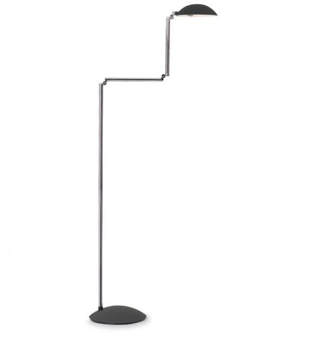 Orbis Stehleuchte von ClassiCon: Moderne, höhenverstellbare Stehlampe mit grauem Lampenschirm und Metallgestell.