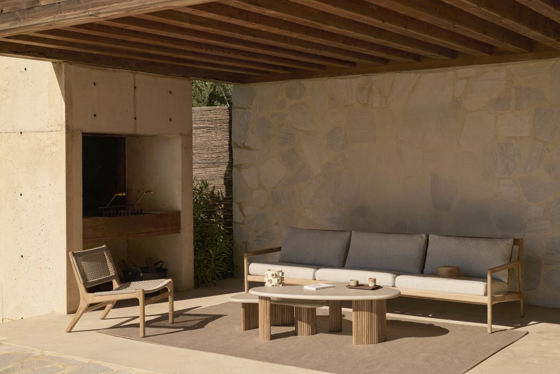 Boomerang Outdoor Couchtisch Beton/Teak Ethnicraft