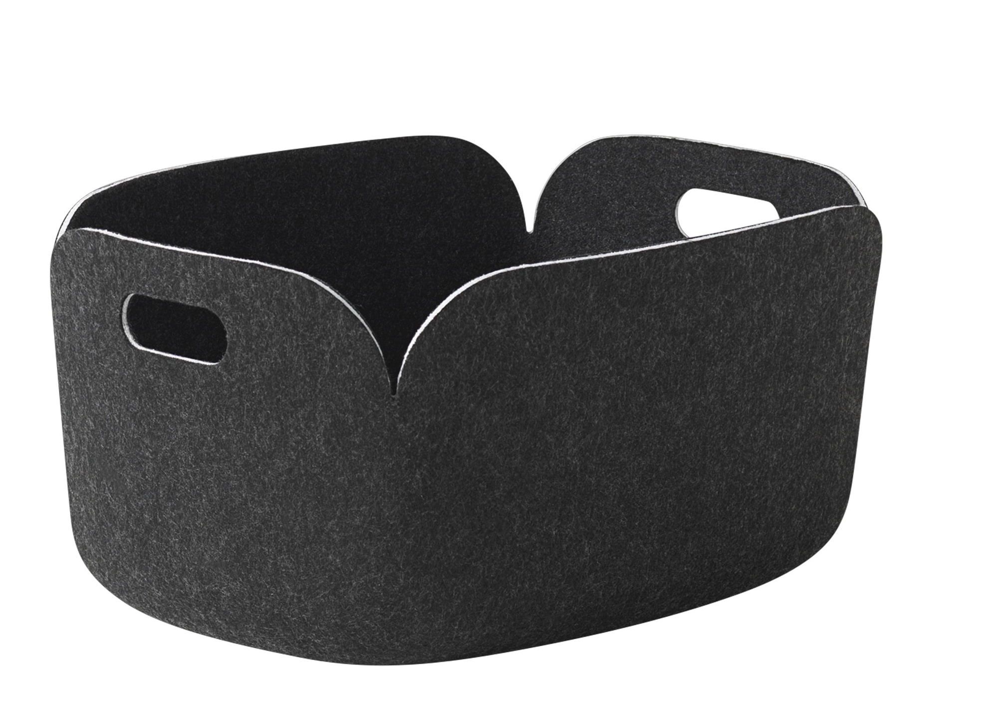 Muuto Restore Storage Basket, schwarzer Filzkorb mit Griffen, Aufbewahrungslösung für Ordnung im Zuhause.