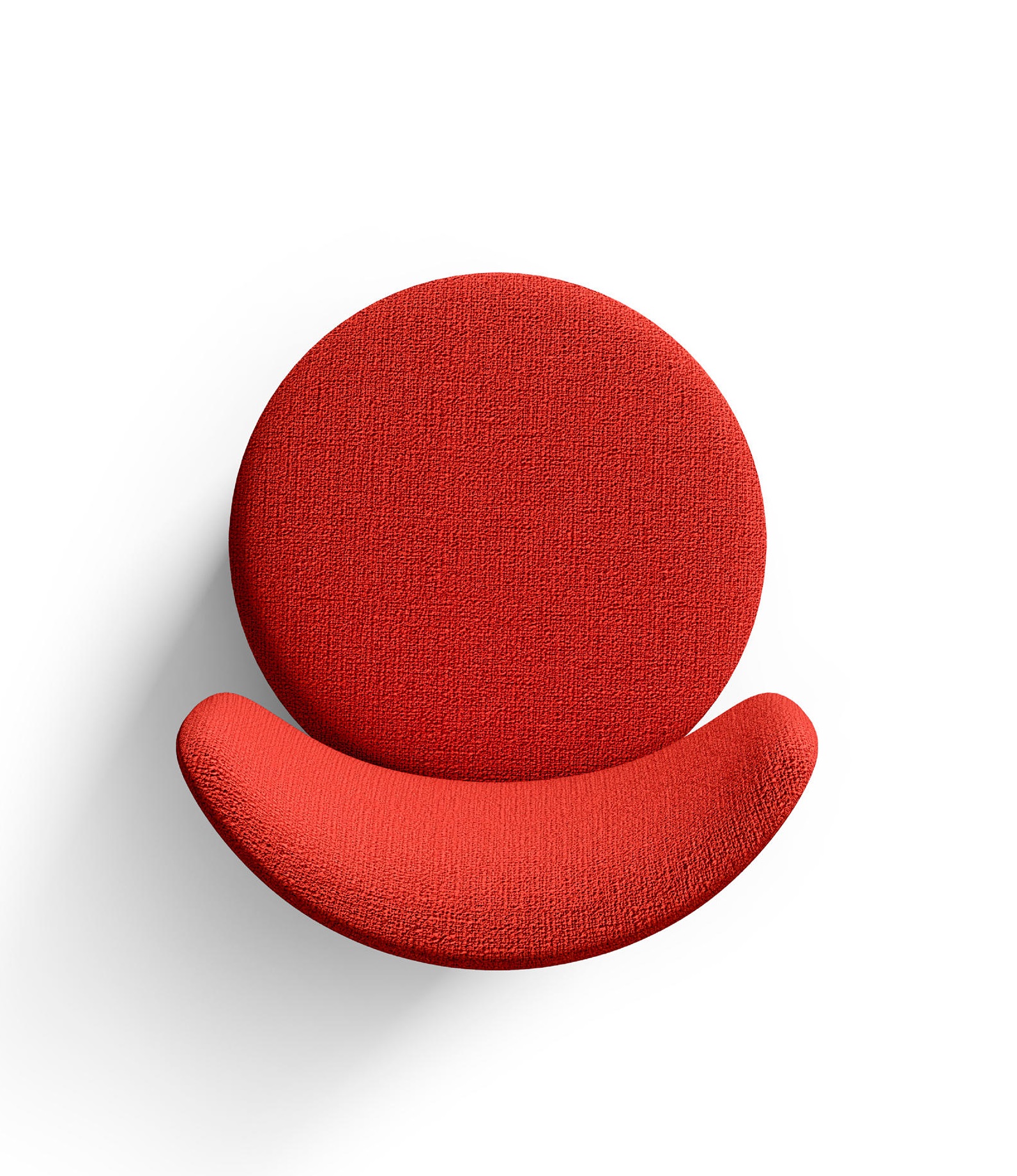 Draufsicht: Roter Tamburound Sessel von Cassina, moderner Drehsessel mit Stoffbezug für Wohnzimmer.