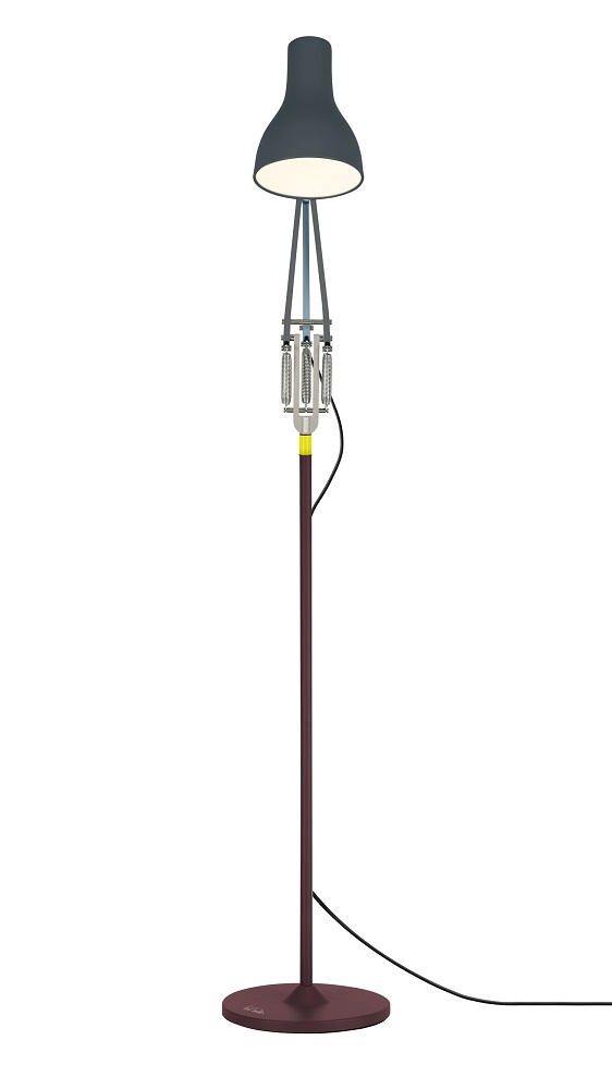 Anglepoise Type 75 Paul Smith Edition Four Stehleuchte in Grau und Rotbraun.