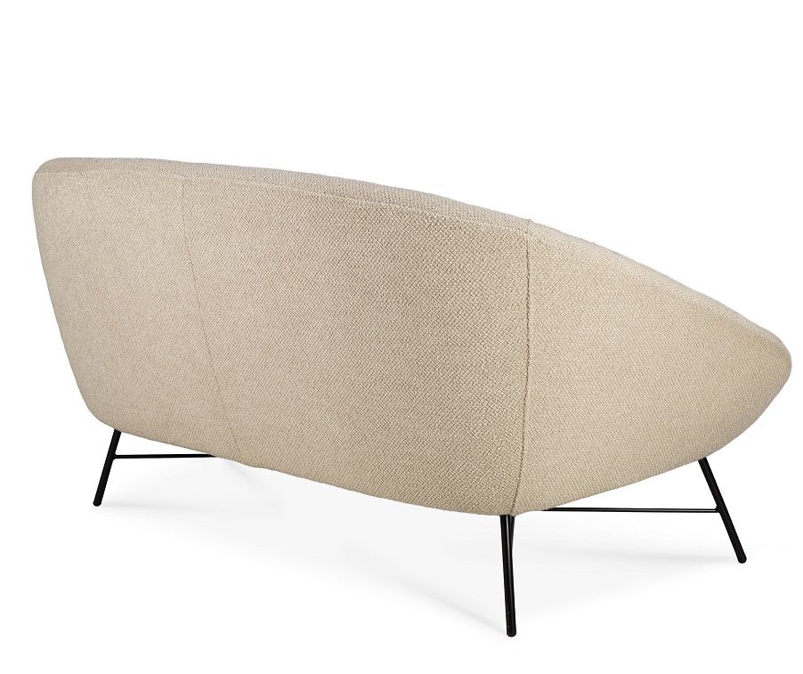 Rückansicht des Barrow Sofas, 2-Sitzer, in Off-White Stoff mit schwarzen Beinen.