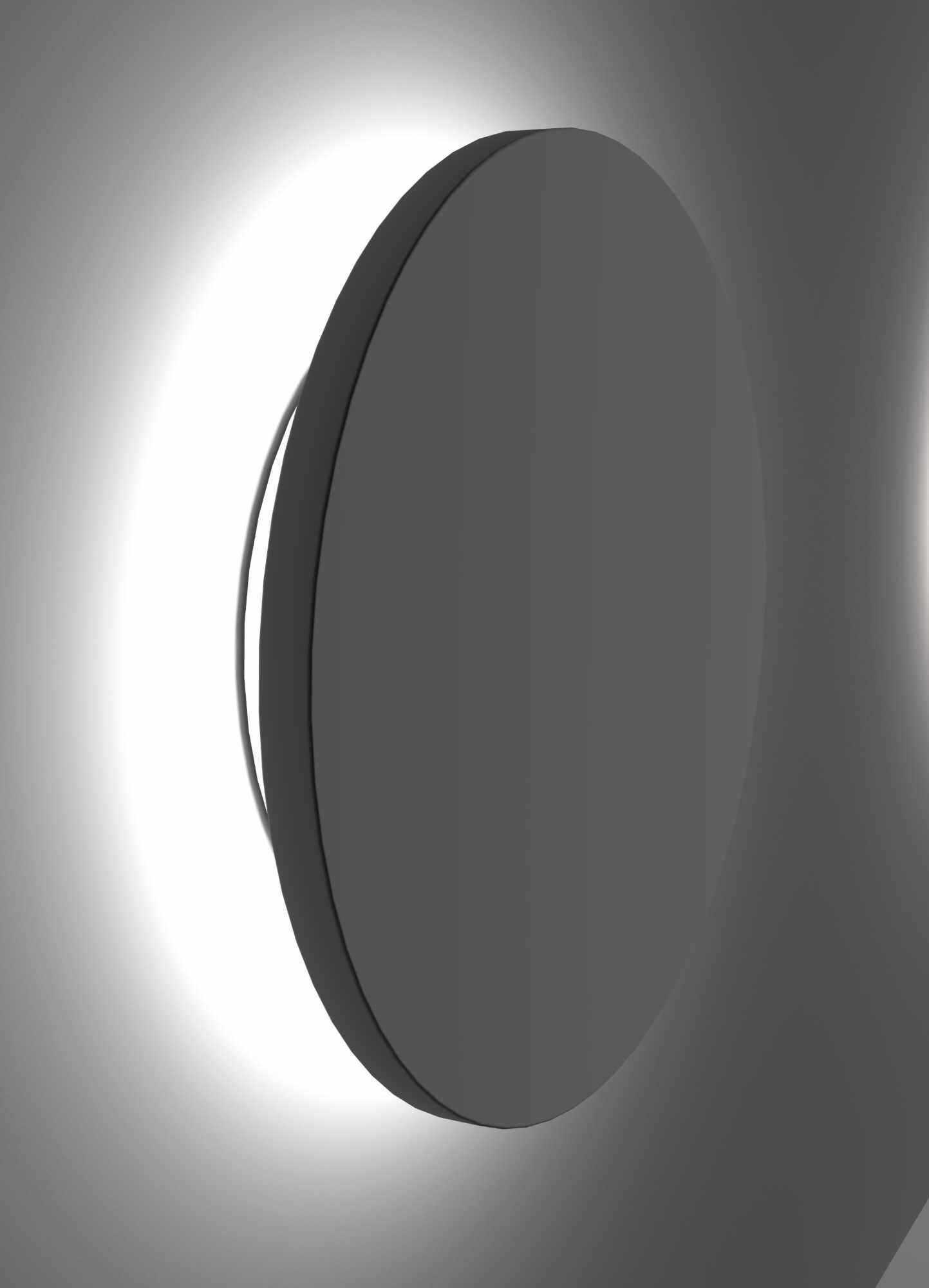 Nahaufnahme der runden Camouflage Wandleuchte von Flos aus Beton. Moderne Innenbeleuchtung.