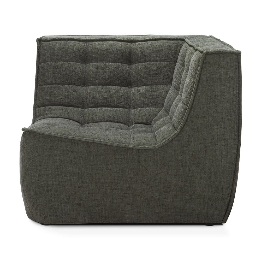 N701 Sofa Ecke mit Stoffbezug in Moosgrün, modernes Ecksofa für Wohnzimmer und Lounge.