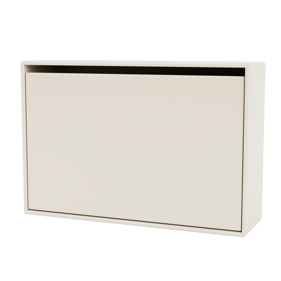 Beiger Hide Schuhschrank Oat Montana, ein flacher Wandschuhschrank für den Eingangsbereich.