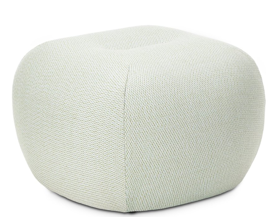 Nana Outdoor Pouf von Freifrau Manufaktur: Kleiner, hellgrüner Ottoman / Sitzhocker für den Außenbereich.