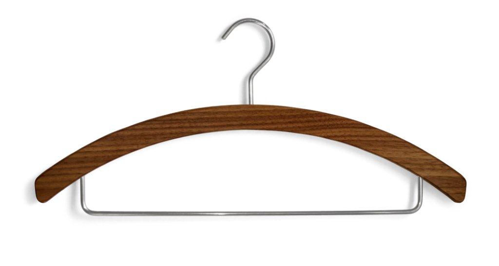 Barny Kleiderbügel: Eleganter Holzbügel mit Metallsteg für stilvolle und schonende Kleideraufbewahrung.