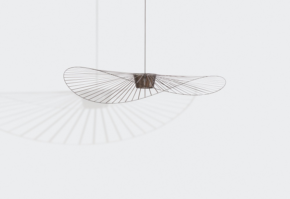 Vertigo Pendelleuchte in Bronze von Petite Friture, modernes Design mit filigranen Linien und Schattenwurf.