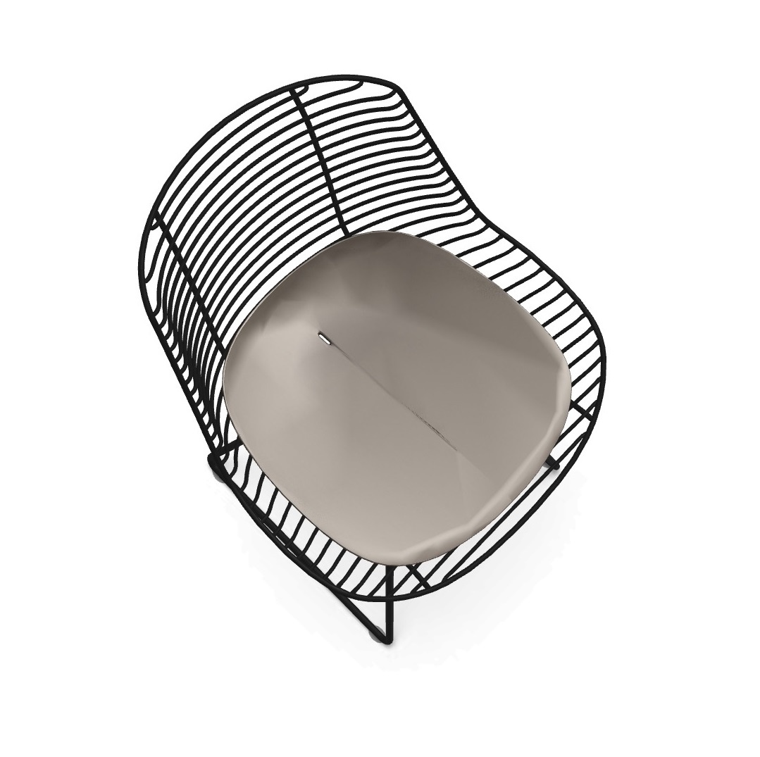 Draufsicht: Flow Filo Stuhl von MDF Italia mit beigem Pad Sitzkissen für Innen- und Außenbereich.