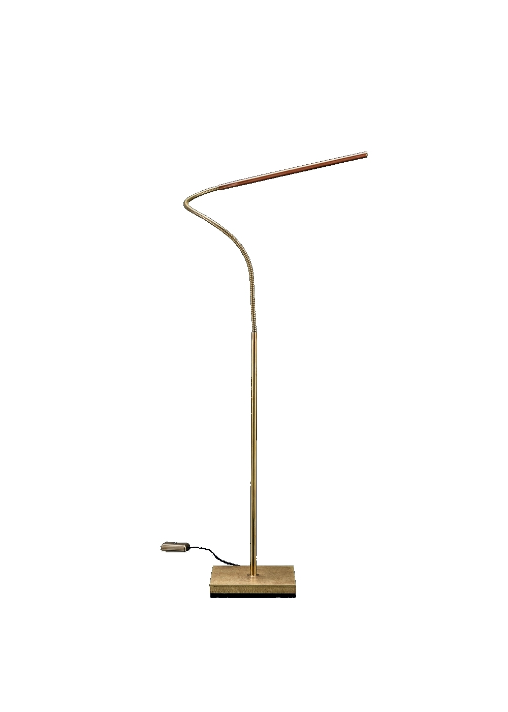 Lola T LED Tischleuchte von Catellani & Smith, goldene Stehlampe mit flexiblem Arm.