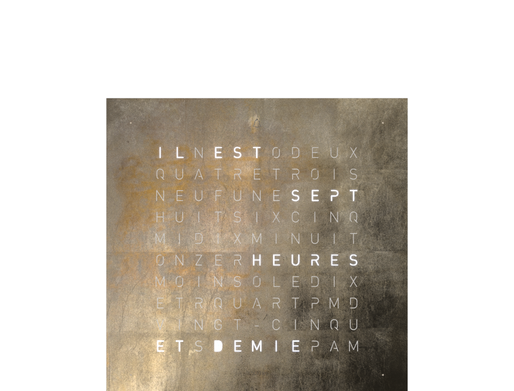 Frontcover für Earth 13.5 Tischuhr / Zeitobjekt Französisch QLOCKTWO