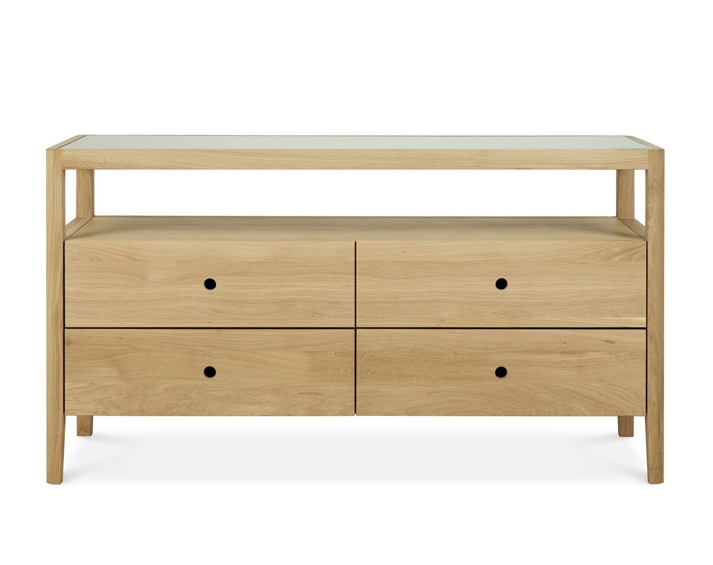 Spindle Kommode von Ethnicraft: Moderne Kommode aus Eiche mit vier Schubladen und minimalistischem Design.