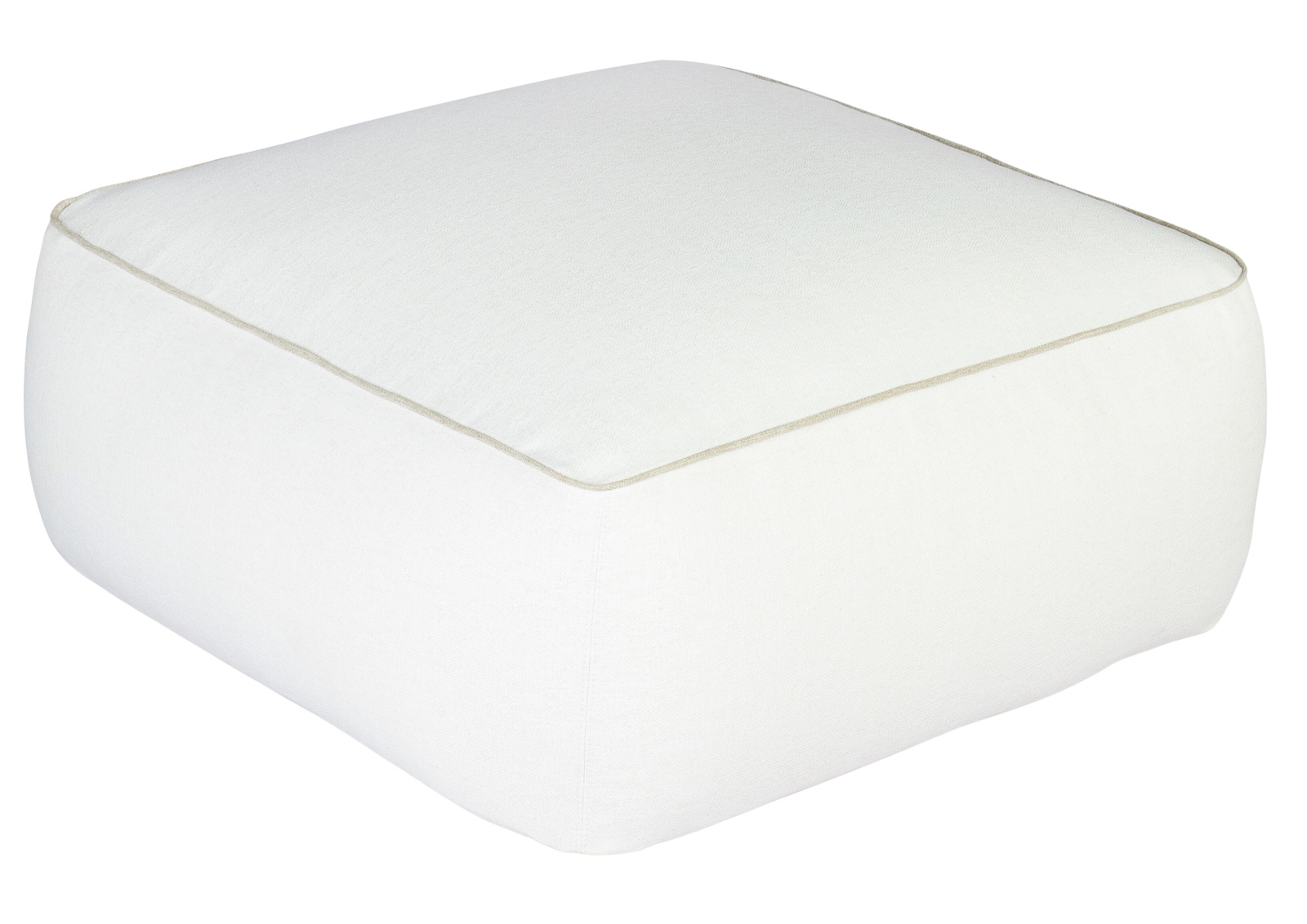 Weishäupl Maliha Lounge Hocker, quadratisch, in Weiß, für den Außenbereich. Bequeme Sitzgelegenheit.