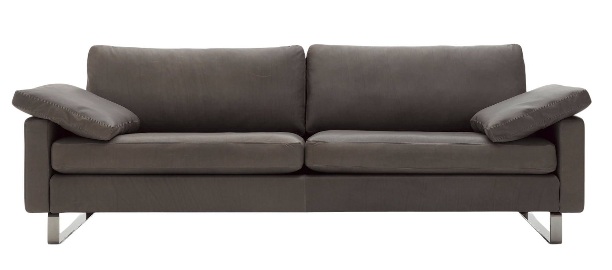 Graues Conseta Sofa mit zwei Sitzelementen und Armlehnen, modernes Design für Wohnzimmer.