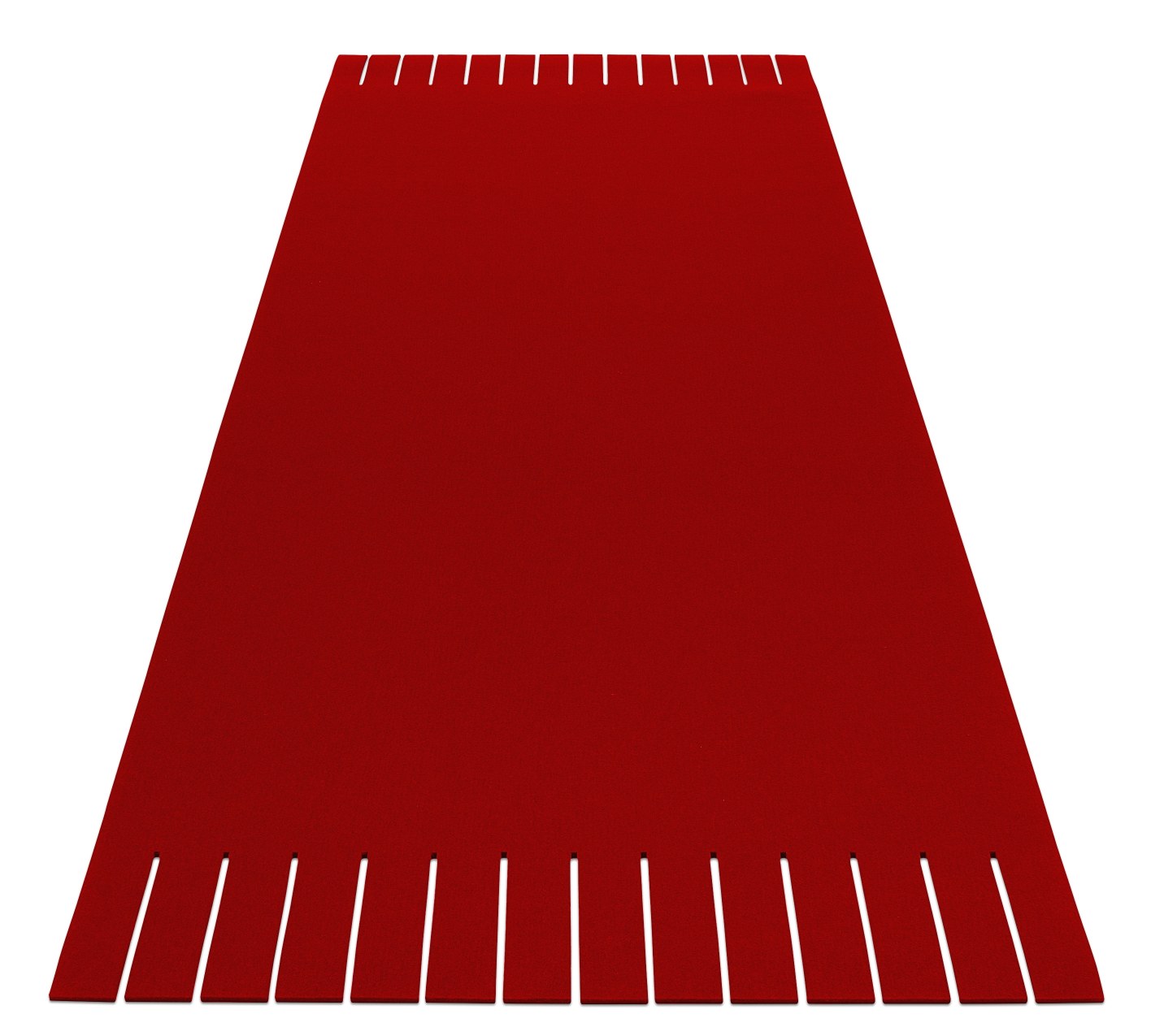 Roter Teppich Franse von Hey Sign, 140 x 200 cm, mit Fransen an den Enden.
