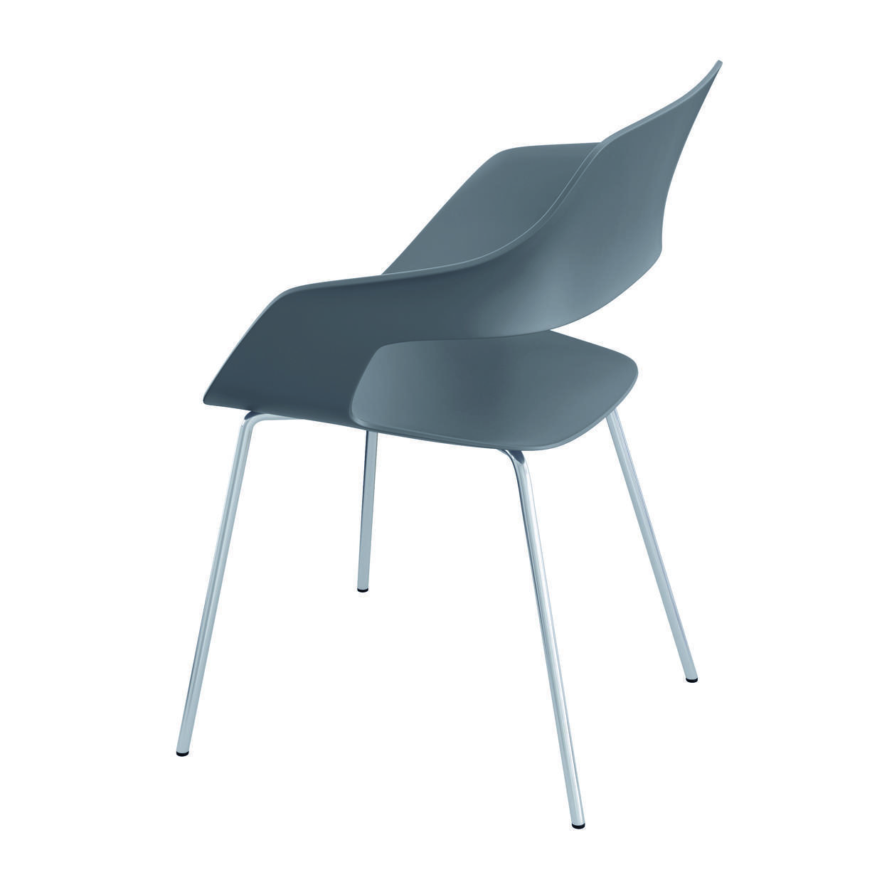 Grauer Occo Armlehnstuhl von Wilkhahn mit verchromten Beinen, moderner Bürostuhl für Konferenzräume.