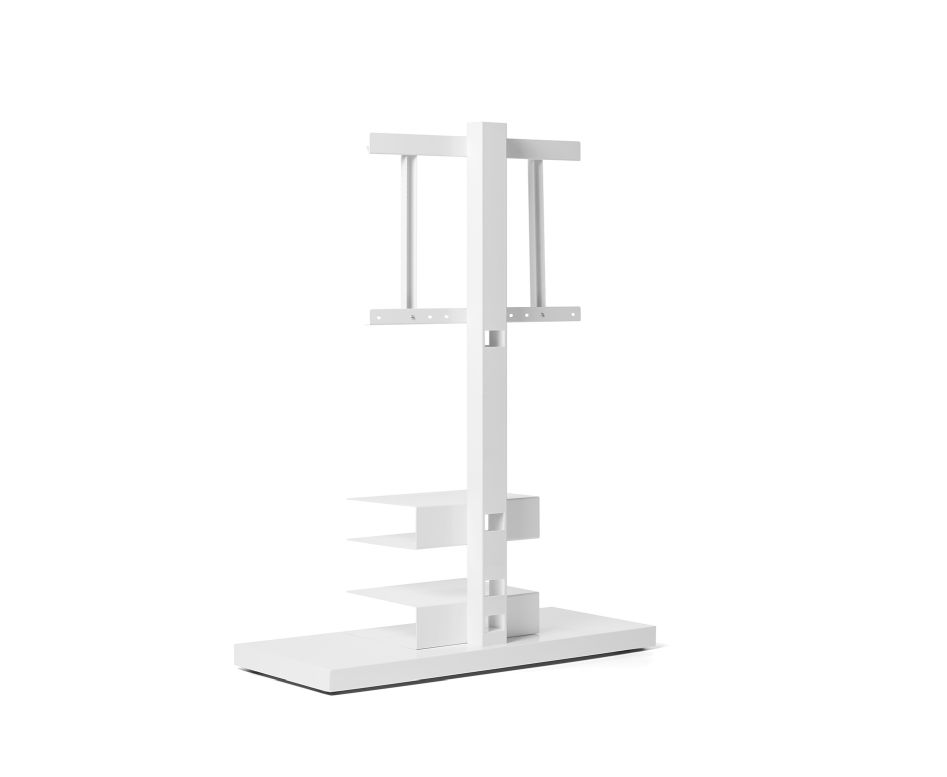 Weißer Ptolomeo TV-Ständer von Opinion Ciatti mit Ablagen für Wohnzimmer und Fernseher.