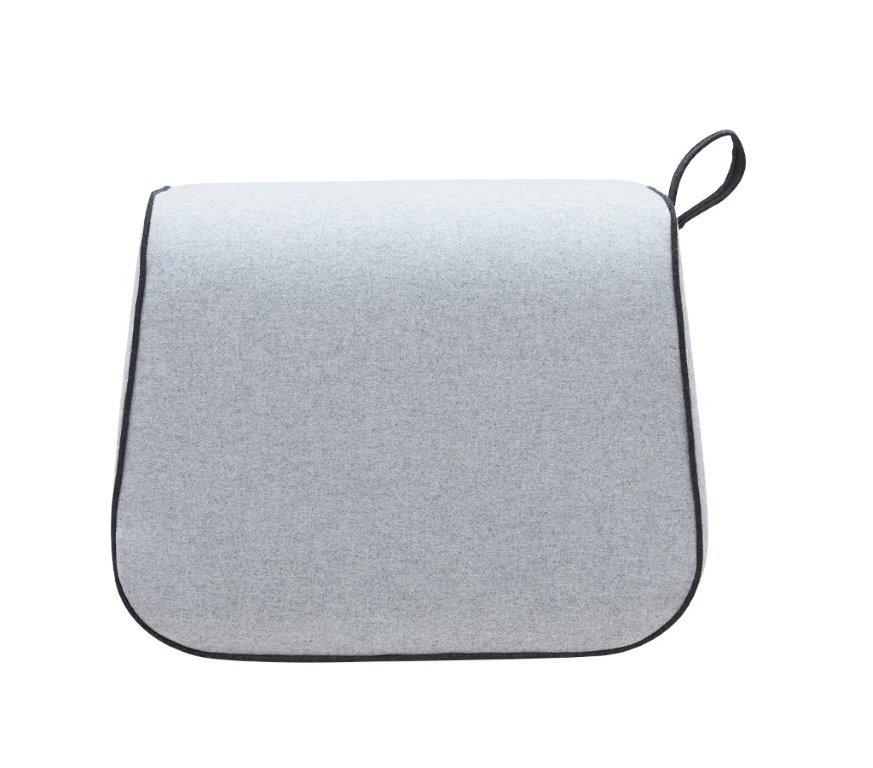 Grauer Nector Hocker mit Tragegriff, ideal als Sitzhocker oder Fußhocker für Wohnzimmer und Büro.