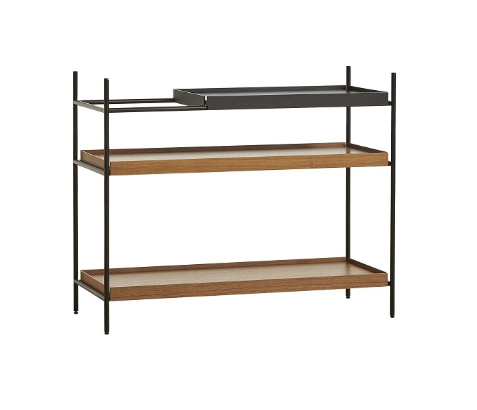 Tray Shelf Low Regal Woud Walnuss /Schwarz kurz