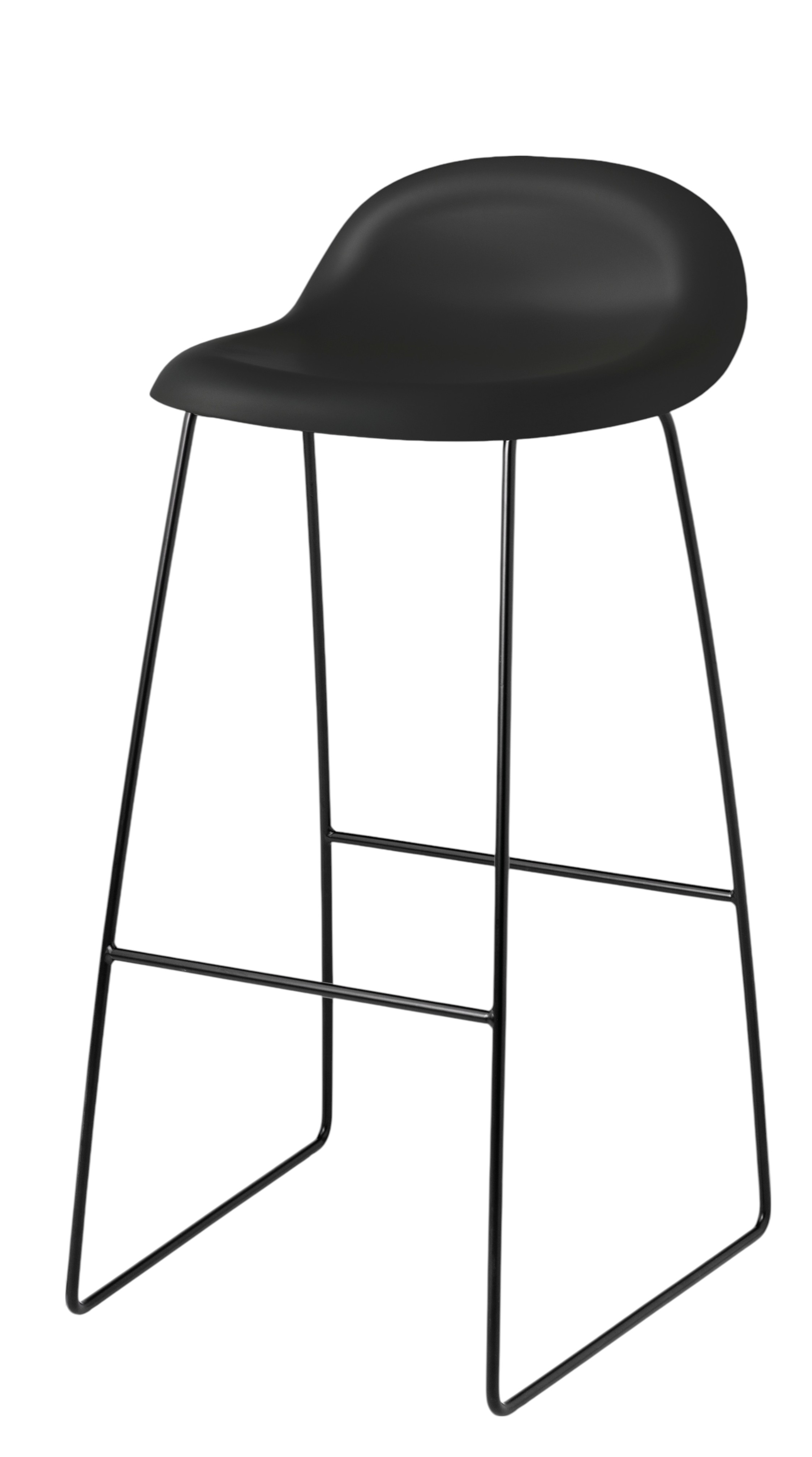 3D Barhocker 75 Schwarz - Sledge Base Kunststoffgleiter Gubi