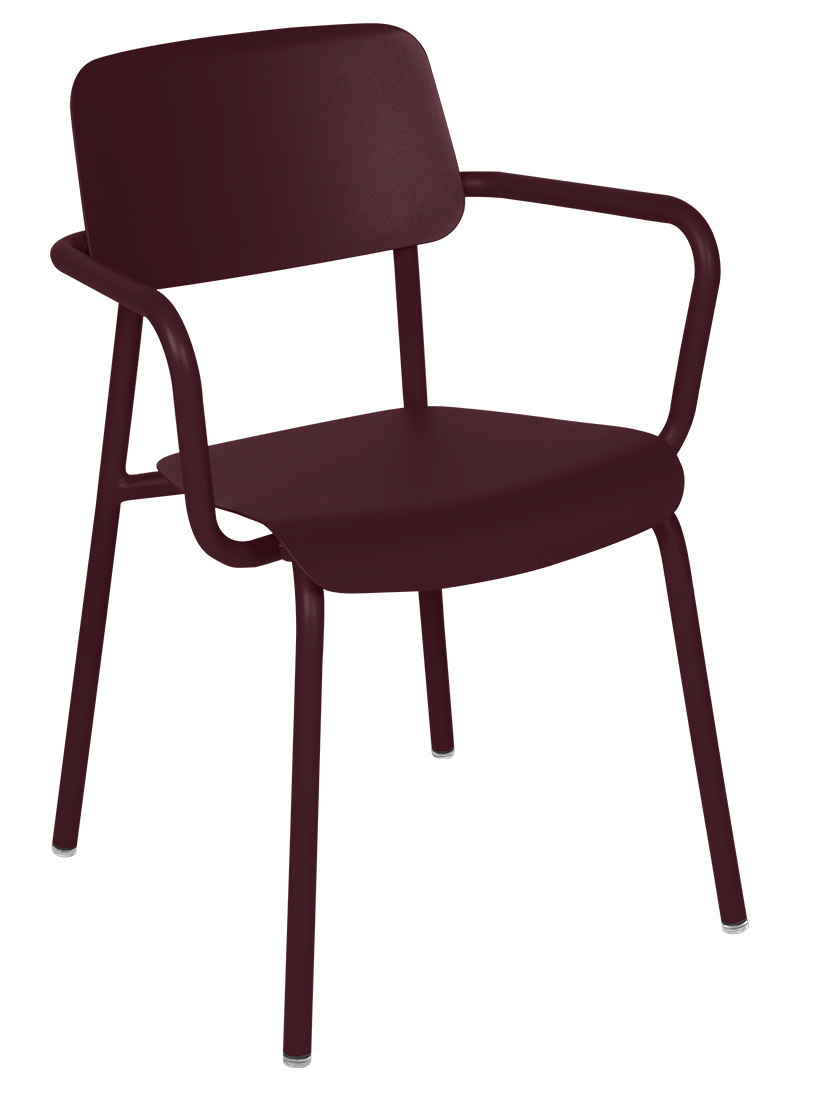 Burgunderroter Studie Chair Stuhl von Fermob, ein moderner Outdoor Stuhl mit Armlehnen.