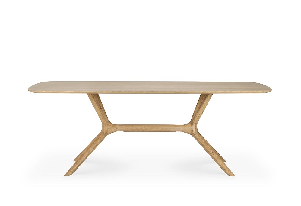 Ethnicraft X Dining Table Esstisch aus Eiche, modernes Design mit einzigartigem, hellem Holzfußgestell.