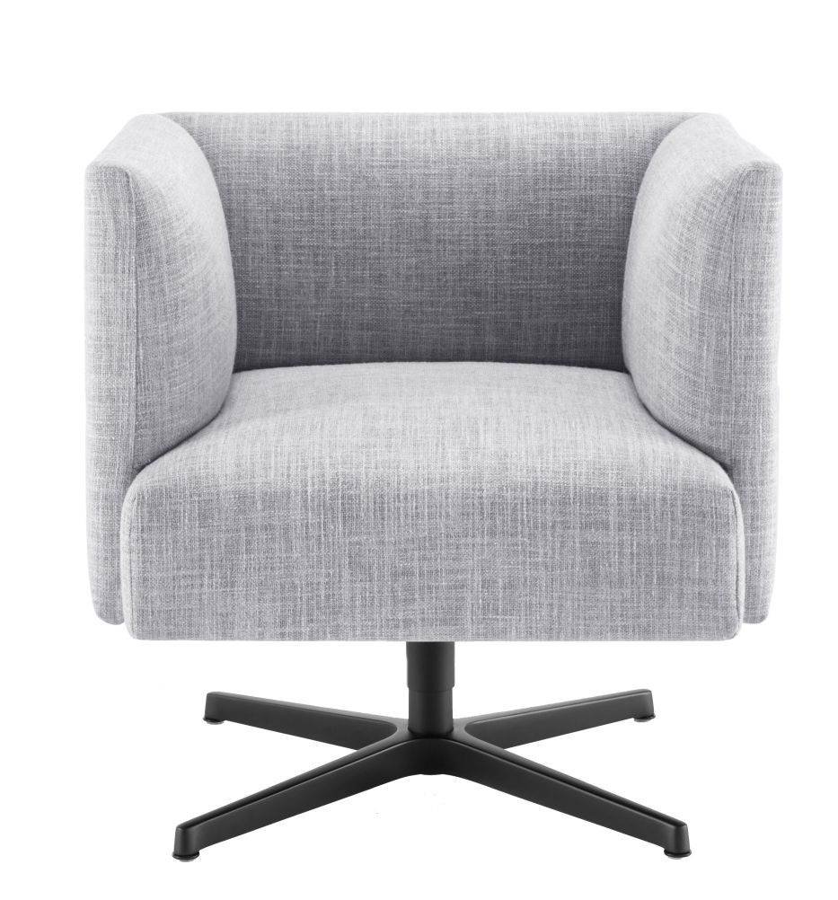 Grauer Muud Lite Sessel von Walter Knoll mit schwarzem Drehfuß, moderner Loungesessel.