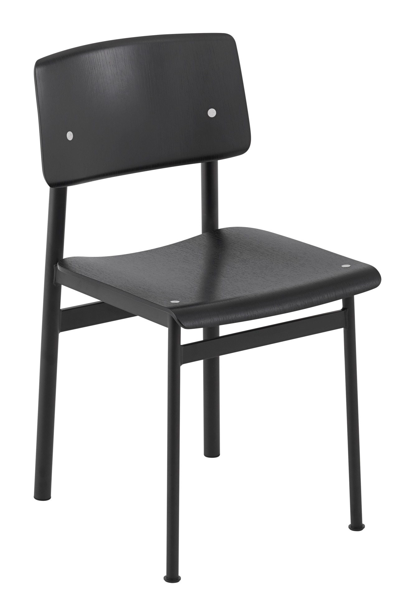 Schwarzer Loft Chair Stuhl von Muuto mit Holzrahmen und minimalistischem Design für Esszimmer und Wohnbereich.