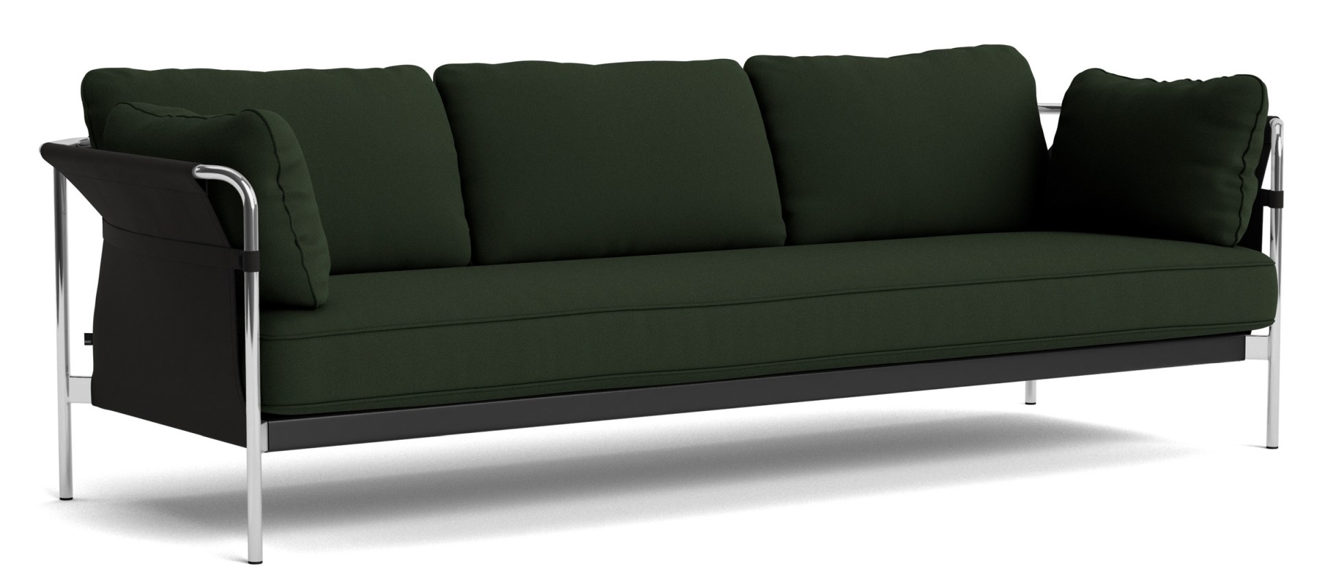 Can 3-Sitzer Sofa Hay Gestell Chrom / Canvas schwarz / Steelcut 0975