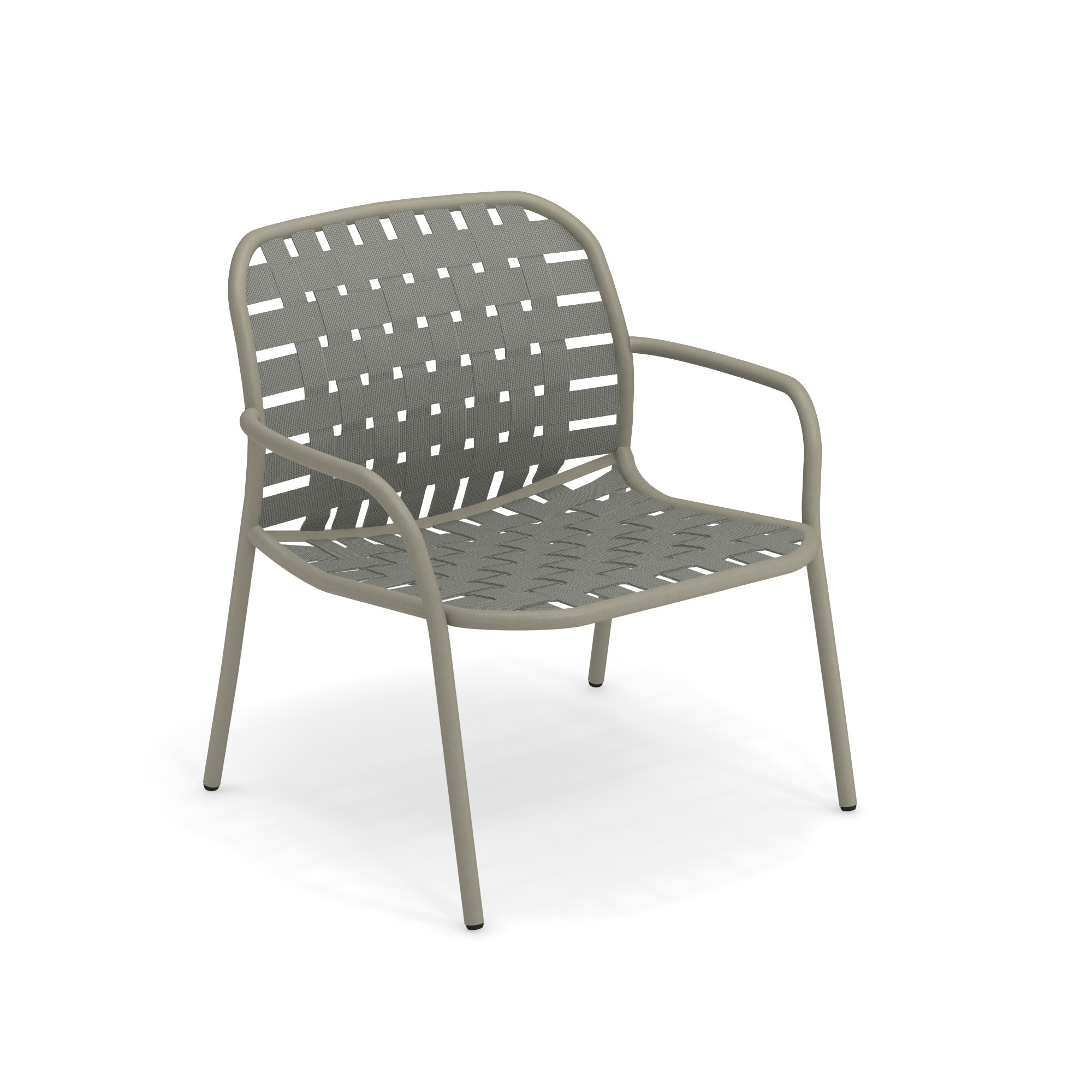 Graugrüner Yard Lounge Chair Sessel von Emu mit Armlehnen und geflochtener Sitzfläche, Gartenmöbel für Terrasse.