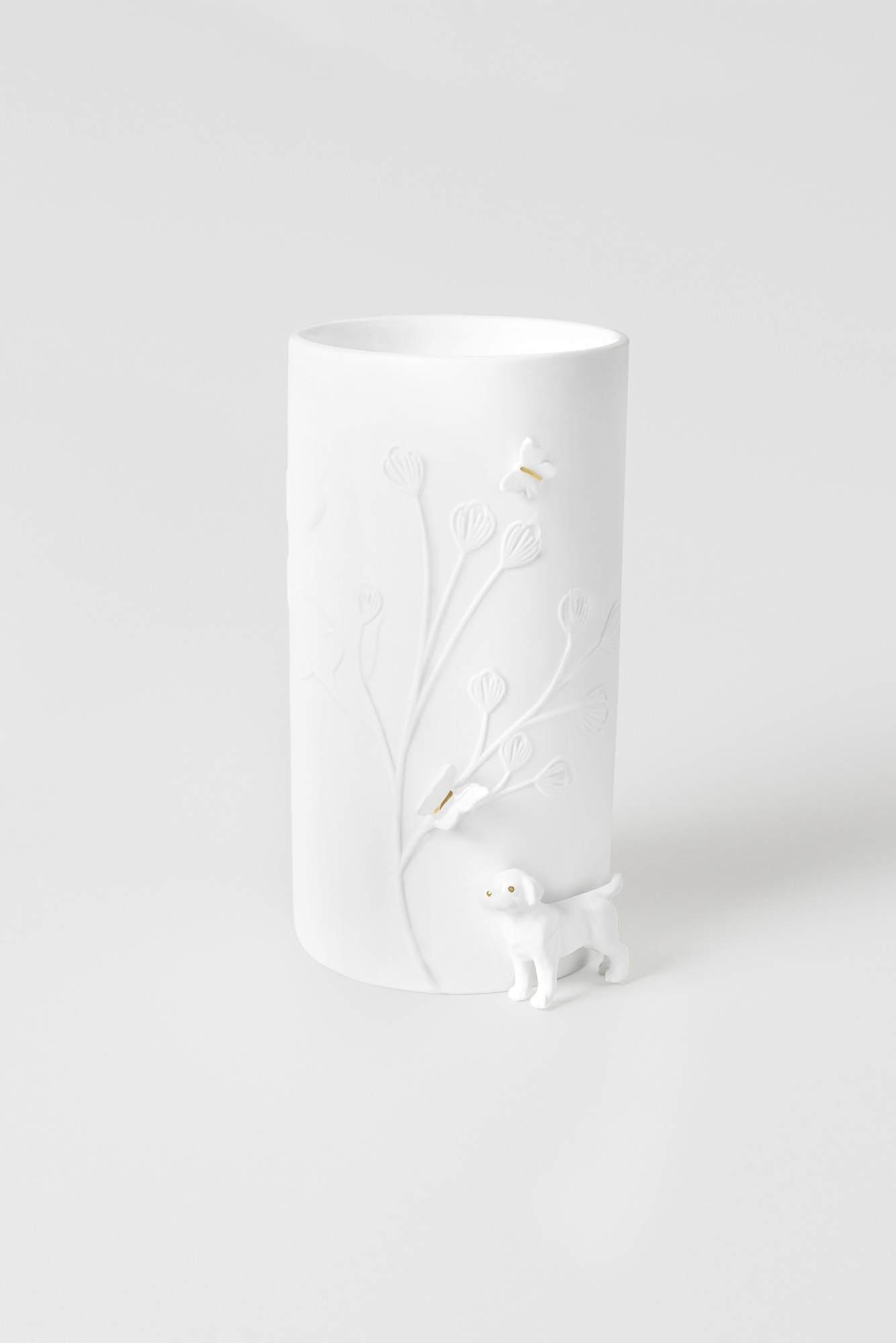 Vase Hund stehend Räder